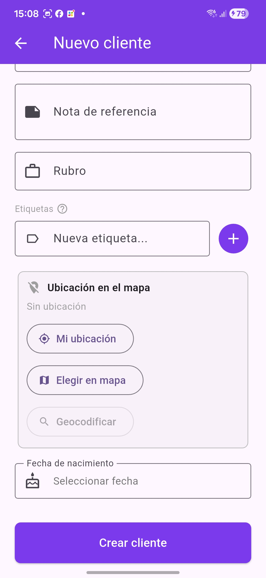 Nuevo cliente